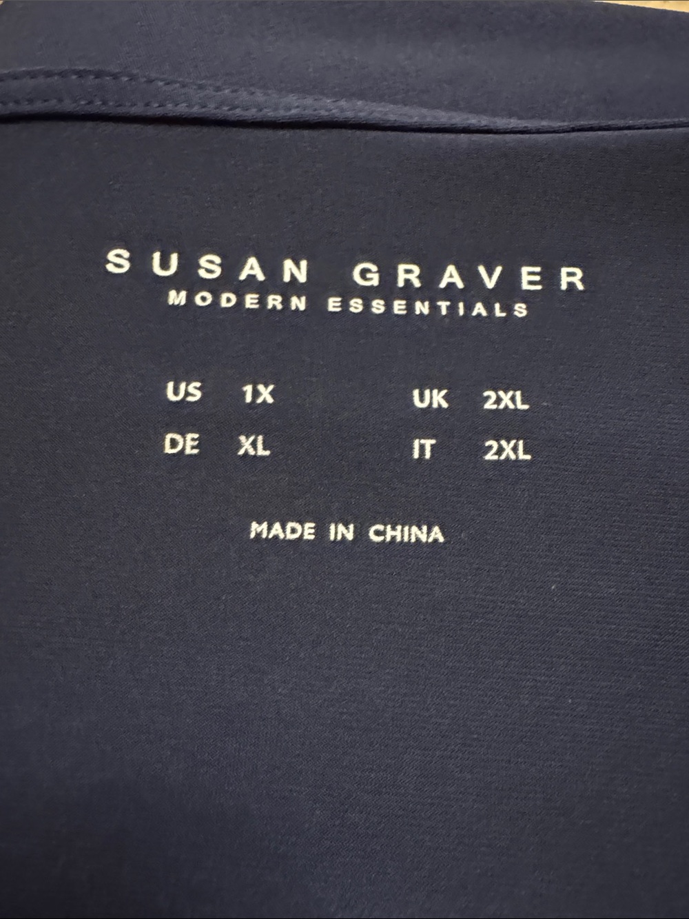 Susan Graver Navy V-Neck Long Sleeve Tunic - Picture 5 of 5